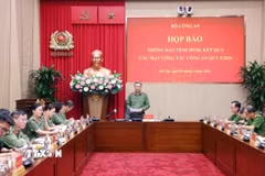 Họp báo thông báo tình hình, kết quả các mặt công tác Công an quý 1/2026. (Ảnh: Phạm Kiên/TTXVN)