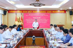 Đồng chí Lê Minh Hưng, Ủy viên Bộ Chính trị, Bí thư Trung ương Đảng, Trưởng Ban Tổ chức Trung ương phát biểu. (Ảnh: Phương Hoa/TTXVN)