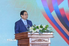 Thủ tướng Phạm Minh Chính phát biểu tại ngày hội Đổi mới sáng tạo Quốc gia ngày 1/10. (Ảnh: Hoàng Hiếu/TTXVN)