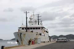 Tàu “Viện sĩ Lavrentyev” - một trong những có tàu nghiên cứu biền hiện đại về địa chất, địa vật lý và hải dương học của Liên Bang Nga, với sự tham gia của 30 nhà khoa học Nga và Việt Nam cập cảng Cam Ranh tháng 10/2025. (Ảnh: Đặng Tuấn/TTXVN)