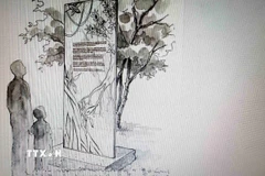 Bia tưởng niệm nạn nhân chất độc da cam/dioxin dự kiến được khánh thành vào mùa Xuân năm 2026 tại Công viên Choisy ở Quận 13, Thủ đô Paris, Cộng hòa Pháp. (Ảnh: TTXVN phát)