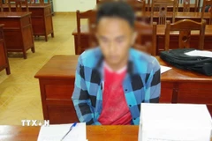 Đối tượng cùng tang vật vụ án. (Ảnh TTXVN phát)