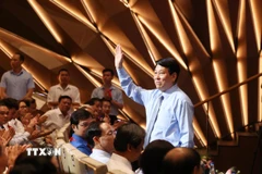Chủ tịch nước Lương Cường dự Lễ tuyên dương Cháu ngoan Bác Hồ toàn quốc lần thứ X, năm 2025. (Ảnh: Lâm Khánh/TTXVN)