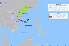 Hướng di chuyển của bão số 1 lúc 16h ngày 12/6/2025. (Ảnh: TTXVN phát)