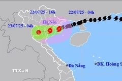 Hướng di chuyển của bão số 3. (Ảnh: TTXVN phát)