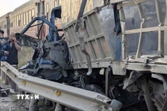 Hiện trường vụ tai nạn. (Ảnh: TTXVN phát)