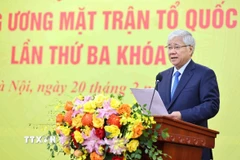 Chủ tịch Ủy ban Trung ương Mặt trận Tổ quốc Việt Nam Đỗ Văn Chiến phát biểu. (Ảnh: Minh Đức/TTXVN)