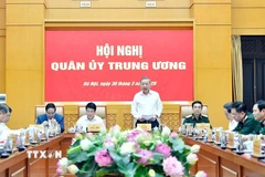 Tổng Bí thư Tô Lâm, Bí thư Quân ủy Trung ương phát biểu. (Ảnh: TTXVN phát)