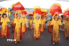 Tiết mục biểu diễn của Đoàn Việt Nam. (Ảnh: Xuân Vịnh/TTXVN)