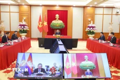 Tổng Bí thư Tô Lâm điện đàm với Chủ tịch Đảng Nhân dân Campuchia Hun Sen. (Ảnh: Thống Nhất/TTXVN)