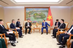 Phó Thủ tướng Trần Hồng Hà tiếp ông Vương Ba, Tổng Giám đốc Công ty hữu hạn Tập đoàn Cục 6 Đường sắt Trung Quốc. (Ảnh: TTXVN phát)