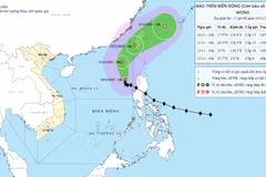 Hướng di chuyển của bão. (Nguồn: Trung tâm Dự báo Khí tượng Thủy văn Quốc gia)