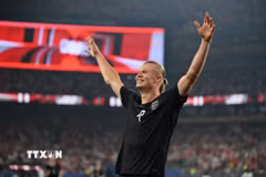 Haaland tỏa sáng đưa Na Uy sớm vào vòng knock-out World Cup 2026. (Ảnh: AFP/TTXVN)
