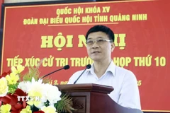 Ông Vũ Hồng Thanh, Ủy viên Trung ương Đảng, Phó Chủ tịch Quốc hội phát biểu tại buổi tiếp xúc cử tri. (Ảnh: Thu Hằng/TTXVN phát)