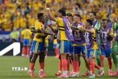 Colombia là đội bóng cuối cùng góp mặt ở vòng 1/8 World Cup 2026. (Ảnh: AFP/TTXVN)