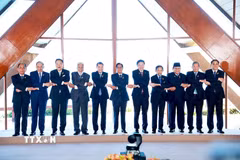 Thủ tướng Chính phủ Lê Minh Hưng và các Trưởng đoàn tham dự Phiên họp hẹp Hội nghị Cấp cao ASEAN lần thứ 48. (Ảnh: Dương Giang/TTXVN)