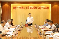 Ông Vũ Văn Tiến, Ủy viên Đoàn Chủ tịch, Trưởng Ban Tuyên giáo Ủy ban Trung ương MTTQ Việt Nam phát biểu tại cuộc làm việc. (Nguồn: mattran)