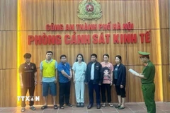 Nhóm bị can trong đường dây giết mổ, tiêu thụ lợn bệnh bị khởi tố. (Ảnh: TTXVN phát)