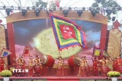 Chương trình nghệ thuật tại Lễ hội đền Đuổm. (Ảnh: Vũ Hoàng Giang/TTXVN)
