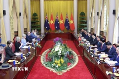 Chủ tịch nước Lương Cường và Toàn quyền Australia Sam Mostyn hội đàm. (Ảnh: Lâm Khánh/TTXVN)