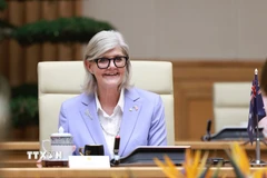 Toàn quyền Australia Sam Mostyn phát biểu tại một cuộc hội kiến Thủ tướng Phạm Minh Chính. (Ảnh: Dương Giang/TTXVN)