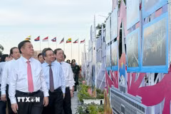 Các đại biểu tham quan triển lãm. (Ảnh: Thu Hương/TTXVN)