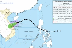 Hướng di chuyển của bão. (Nguồn: Trung tâm Dự báo Khí tượng Thủy văn Quốc gia)