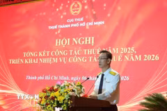 Ông Đoàn Minh Dũng, Trưởng Thuế Thành phố Hồ Chí Minh, phát biểu tại hội nghị. (Ảnh: Hứa Chung/TTXVN)