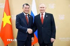 Thủ tướng Lê Minh Hưng hội kiến Tổng thống Nga Vladimir Putin. (Ảnh: Dương Giang/TTXVN)