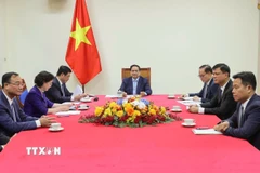 Thủ tướng Phạm Minh Chính điện đàm Thủ tướng Đức Friedrich Merz. (Ảnh: Dương Giang/TTXVN)