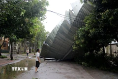Bão số 10 gây thiệt hại nặng về hạ tầng tại Nghệ An. (Ảnh: Văn Tý/TTXVN)
