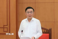 Đồng chí Trần Cẩm Tú, Ủy viên Bộ Chính trị, Thường trực Ban Bí thư phát biểu chỉ đạo buổi làm việc. (Ảnh: Phương Hoa/TTXVN)