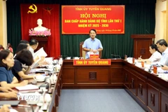 Hội nghị Ban Chấp hành Đảng bộ tỉnh Tuyên Quang lần thứ nhất. (Ảnh: Quang Cường/TTXVN)