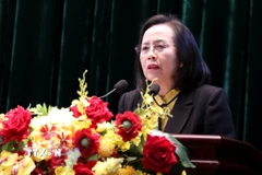 Phó Bí thư Thường trực Tỉnh ủy Lạng Sơn Đoàn Thị Hậu yêu cầu các địa phương bảo đảm tuyệt đối an toàn cuộc bầu cử, không để xảy ra tình huống đột xuất, bất ngờ. (Ảnh: Văn Đạt/TTXVN)