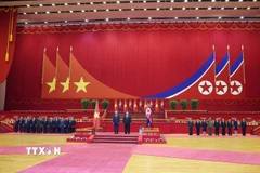 Lễ đón Tổng Bí thư Tô Lâm thăm cấp Nhà nước tới Triều Tiên. (Ảnh: Thống Nhất/TTXVN)