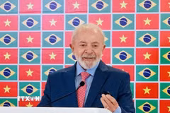 Tổng thống nước Cộng hòa Liên bang Brazil Luiz Inácio Lula da Silva phát biểu tại họp báo. (Ảnh: Việt Đức/TTXVN)