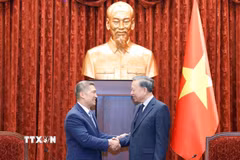 Tổng Bí thư, Chủ tịch nước Tô Lâm tiếp Quyền Bộ trưởng Bộ Hải quân Hoa Kỳ Hùng Cao. (Ảnh: Thống Nhất/TTXVN)
