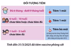Tiếp tục triển khai tiêm vét vaccine phòng sởi trong đầu tháng 4/2025
