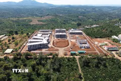 Công trường xây dựng trường Phổ thông nội trú liên cấp Tiểu học và Trung học cơ sở Thuận An (Lâm Đồng). (Ảnh: Nguyễn Huy Thành/TTXVN)