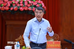 Thủ tướng Lê Minh Hưng kết luận buổi làm việc với Ban Thường vụ Tỉnh uỷ Đồng Tháp. (Ảnh: Dương Giang/TTXVN)
