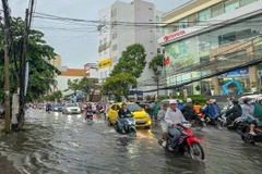 Mưa to gây ngập trên nhiều tỉnh, thành.(Ảnh: Thanh Liêm/TTXVN)