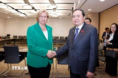 Chủ tịch Quốc hội Trần Thanh Mẫn gặp Chủ tịch Thượng viện Đức Anke Rehlinger. (Ảnh: Doãn Tấn/TTXVN)