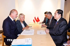 Chủ tịch Quốc hội Trần Thanh Mẫn gặp Chủ tịch Thượng viện Áo Peter Samt. (Ảnh: Doãn Tấn/TTXVN)