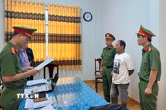 Các đối tượng liên quan bị khởi tố về hành vi lừa đảo chiếm đoạt tài sản. (Ảnh: TTXVN phát)