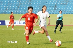 Việt Nam giành vé dự Vòng chung kết bóng đá U17 nữ châu Á 2026. (Ảnh: Trung Tuyến/TTXVN)