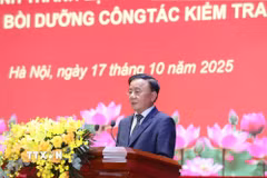 Đồng chí Trần Cẩm Tú, Ủy viên Bộ Chính trị, Thường trực Ban Bí thư phát biểu chỉ đạo. (Ảnh: Phương Hoa/TTXVN)
