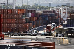 Quang cảnh cảng hàng hóa Los Angeles, California, Mỹ. (Ảnh: THX/TTXVN)