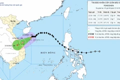 Hướng di chuyển của bão. (Nguồn: Trung tâm Dự báo Khí tượng Thủy văn)