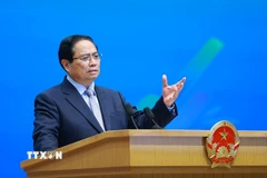 Thủ tướng Phạm Minh Chính phát biểu tại buổi gặp mặt Gương mặt trẻ Việt Nam tiêu biểu, triển vọng và cán bộ Đoàn tiêu biểu. (Ảnh: Dương Giang/TTXVN)