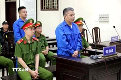 Hai bị cáo tại phiên tòa. (Ảnh: Thế Duyệt/TTXVN)
